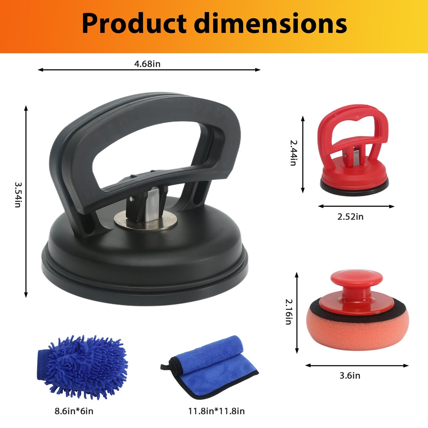 Dent Remover Tool for Car, Car Body Repair Dent Removal Tools, Orange Suction Cup Dent Puller, Hail Damage Repair Kit Dent Puller Tool