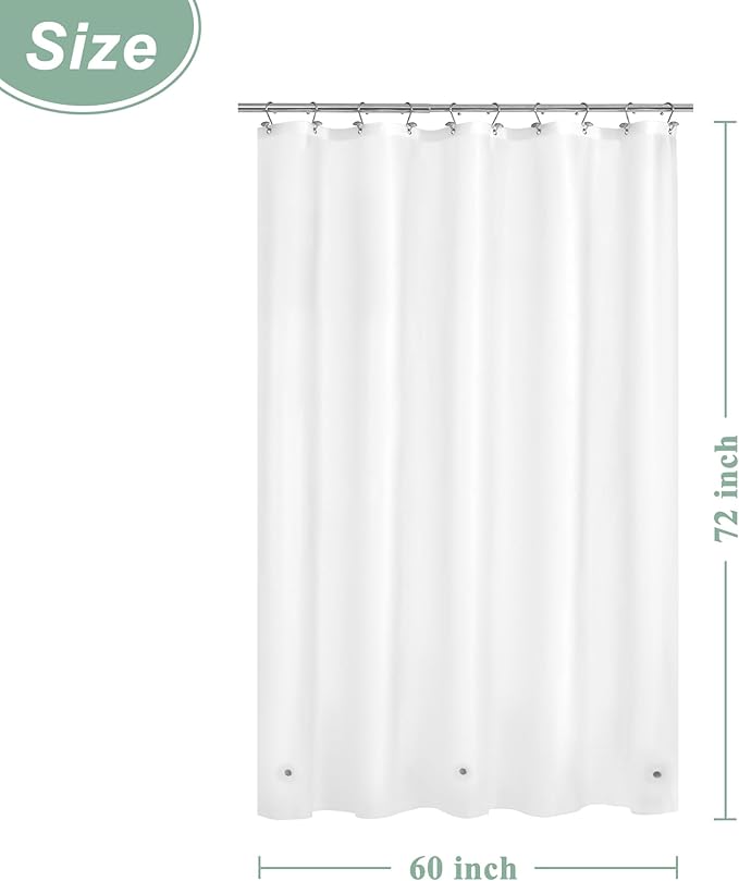 Mrs Awesome Frost Shower Curtain Liner with 3 Magnets, 60x72 Frosted PEVA Shower Liner, Light Weight Plastic Shower Curtain for Bathroom, Waterproof,Frost