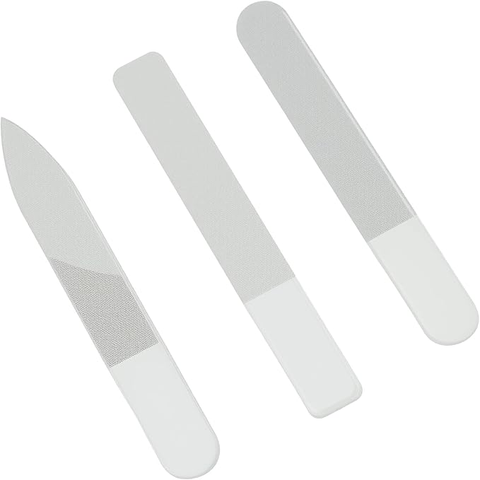 3 Pcs Glass Nail File Set, Crystal Fingernail Buffer and Polisher for Natural Nails Professional Manicure Care Tools Kit, for Home Salon Daily Use by Women Men and Adults