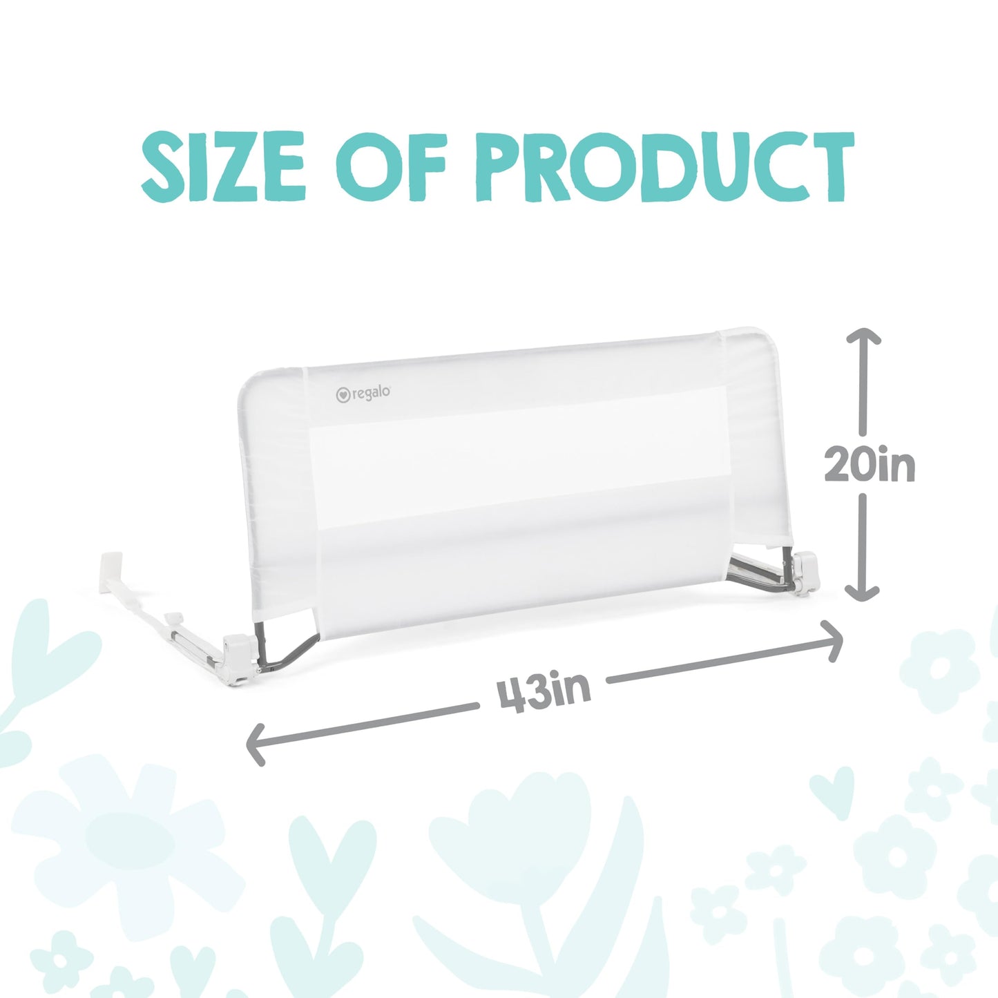 Regalo Safety Swing Down Bed Rail Guard for Toddlers, 43" Bed Safety Rail with Patented Gap Guard, Toddler Bed Rail Fits Twin, Full & Queen Beds, Guard Rail for Kids Bed, American Designed & Owned