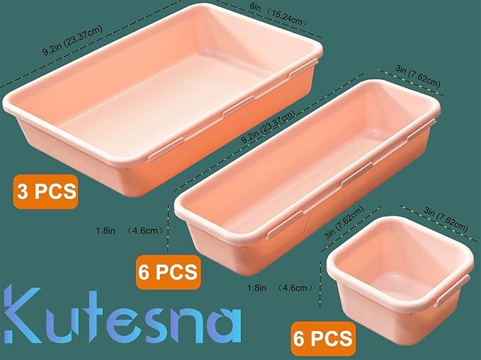 Kutesna 15 PCS Interlocking Desk Drawer Organizer Separator for Office,Bathroom,Kitchen,MakeupÃ¯Â¼ÂPinkÃ¯Â¼Â