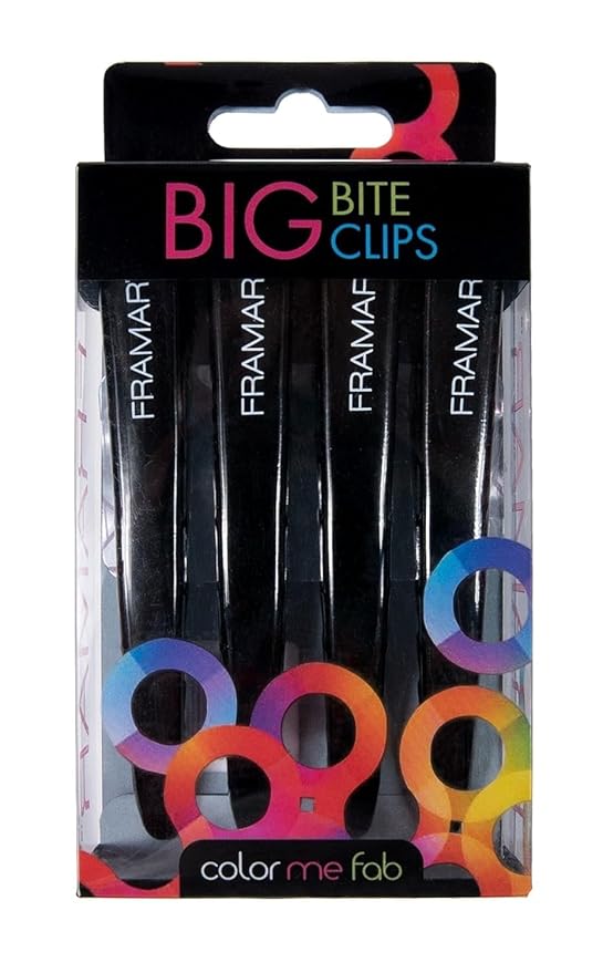 Framar Black Hair Clips Metal - Professional Hair Clip For Styling, Hair Clips For Women Styling, Metal Clips For Hair, Extra Strong With No Slip - 4 Pack