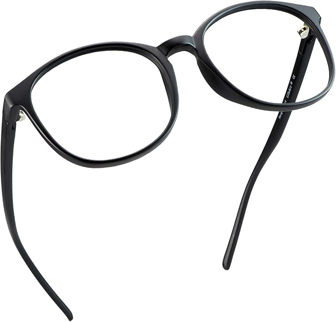 LifeArt Round Blue Light Blocking Glasses, Computer Glasses, Gaming Glasses, TV Glasses for Women Men (Black, 4.75 Magnification)