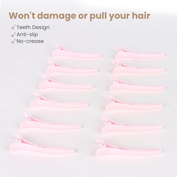 12 Pcs Light Pink Hair Clips for Styling Sectioning, YISSION 3.1 Inch Matte Alligator Hair Clips Hair Barrettes No Crease Duck Billed Hair Clip, Hair Styling Accessories for Women Girls