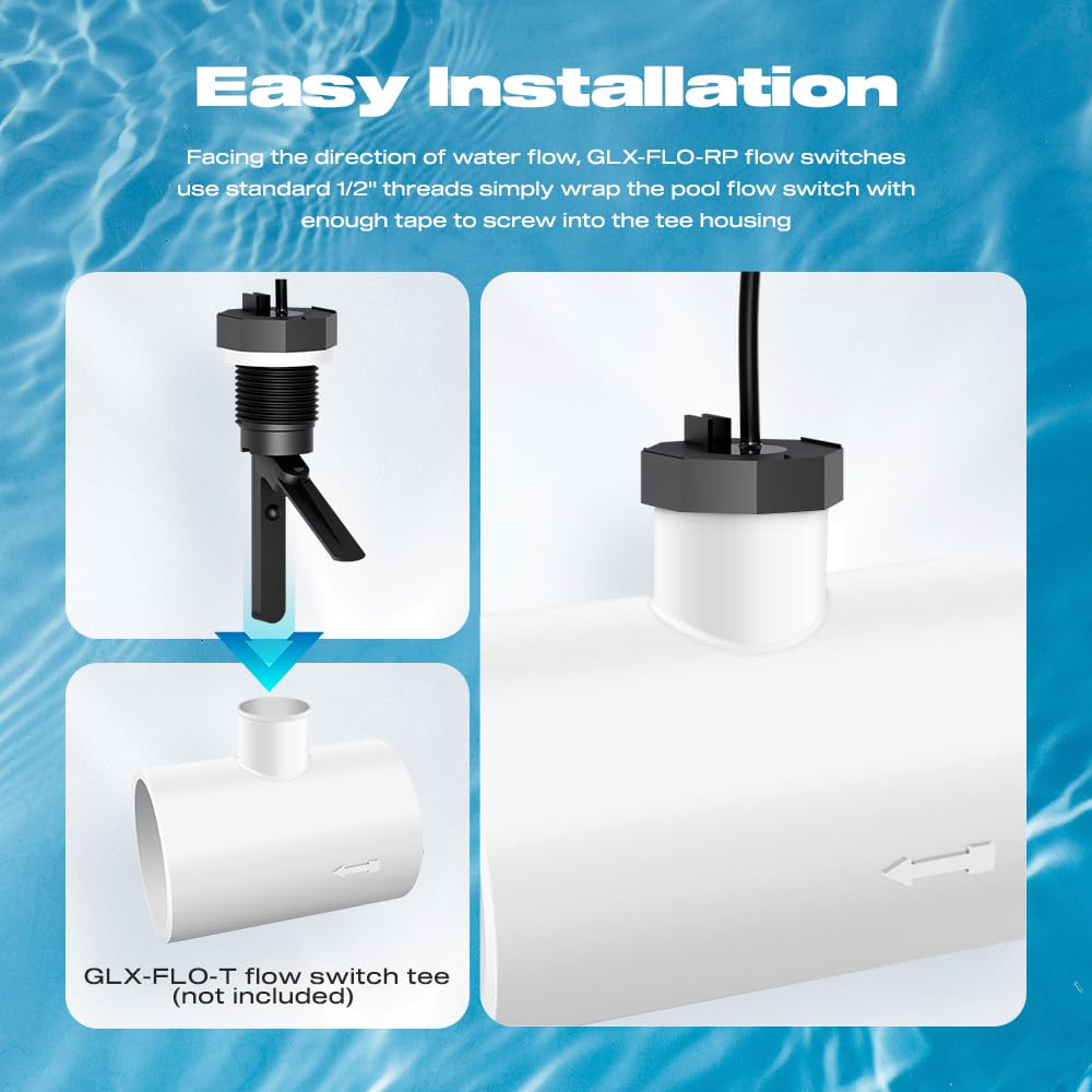 Malictele Flow Switch, GLX-FLO-RP for Hayward Goldline Aquarite Salt System Pool Flow Sensor Suitable Hayward Salt Cell and Chlorine Generator with 15ft Cable Pool Flow Switch
