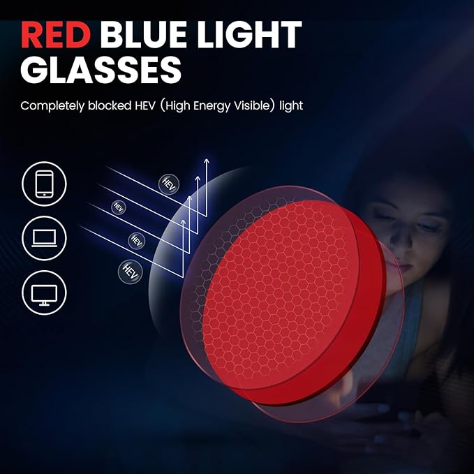 Eyekepper Red Lens Blue Light Glasses Men,Fitover Blue Light Blocking Glasses Women, Red Light Glasses Eye Protection - Tortoise