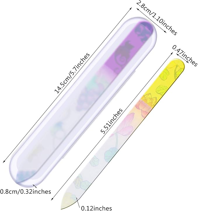 Mudder 8 Pack Glass Nail Files with Cases Double-Sided Crystal Fingernail Files for Natural Nails Colorful Floral Nail Buffers for Professional Manicure Supplies Care Tool Gifts for Women