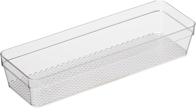 Oggi Clear Drawer Organizer - 3" X 9.5" - Ideal for Organizing Kitchen Drawers, Office, Desk, Silverware, Kitchen Utensils, Cosmetics and Bathrooms