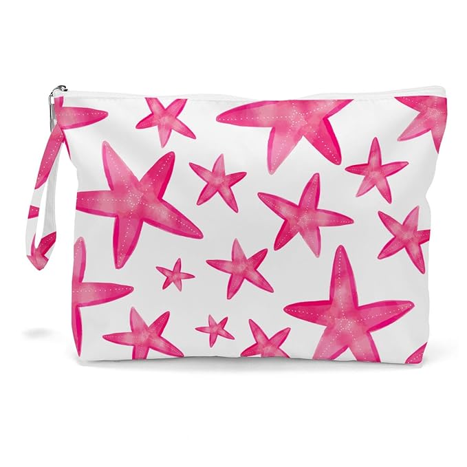 Fokongna Wet Bag, Travel Makeup Bag, Wet Dry Bag, Wet Bag for Swimsuit, Beach Pool Diapers Dirty Yoga Gym Clothes Zipper Pouch for Women Sister Friends Wet Bag Ocean Sea Shells Beach Starfish.361
