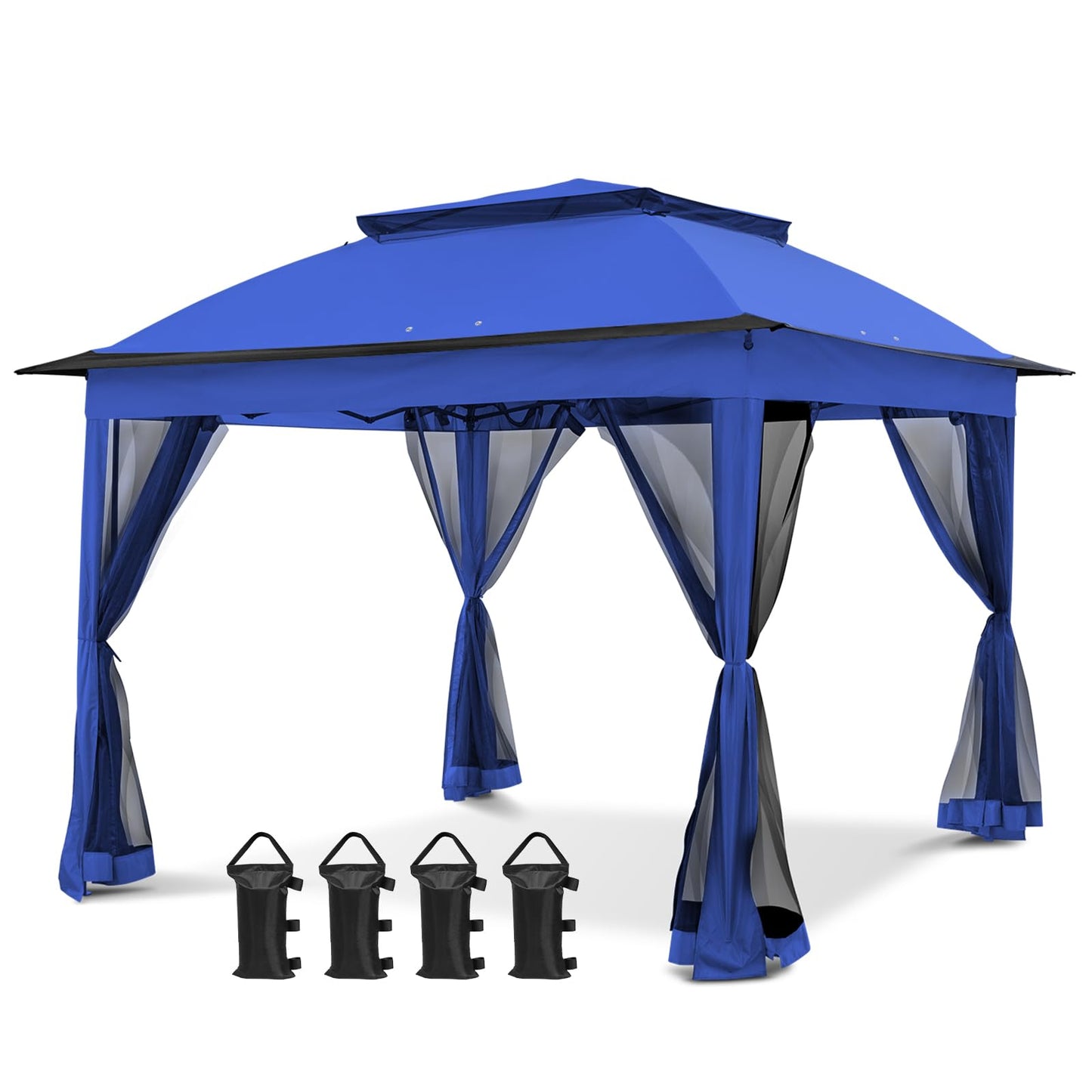COOS BAY 11x11 Pop Up Gazebo with Mesh Netting, Instant Outdoor Canopy Tent, Water Resistant Shelter with UPF 50+ UV Protection, 121 Sq Ft Coverage, Blue