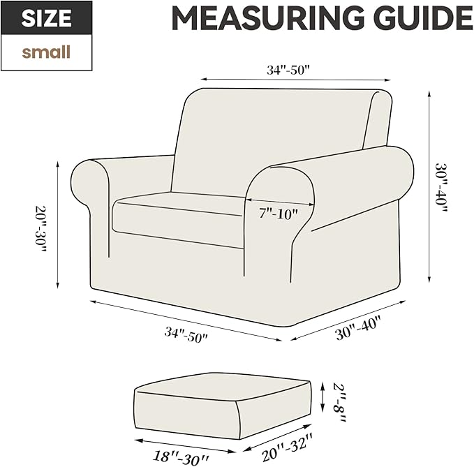 WEERRW Velvet Stretch Chair Sofa Slipcover - 2 Pieces Luxury Soft Velvet Plush Couch Cover Furniture Protector with Elastic Bottom for Pets, Machine Washable, Navy Blue, Small