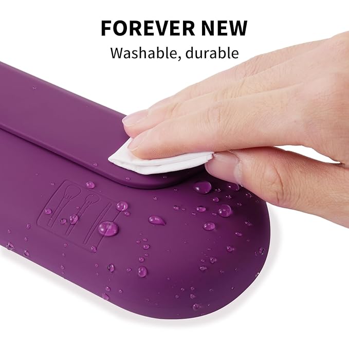 2 IN 1 Silicone Makeup Brush Holder with Beauty Make Up Sponge Holder Case：Soft Portable Cosmetic Face Brushes Holder with Upgrade Anti-Fall Out Magnetic Closure - Dark Pruple
