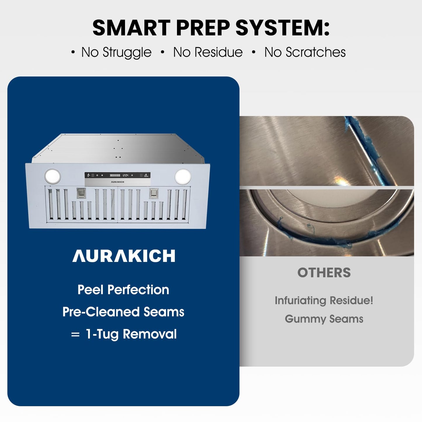 AURAKICH 30 inch Range Hood Insert, 900 CFM Kitchen Vent Hood with Full Copper Motor, Triple Smart Controls, Tunable LED Lighting, Included Charcoal Filters & Duct Pipe