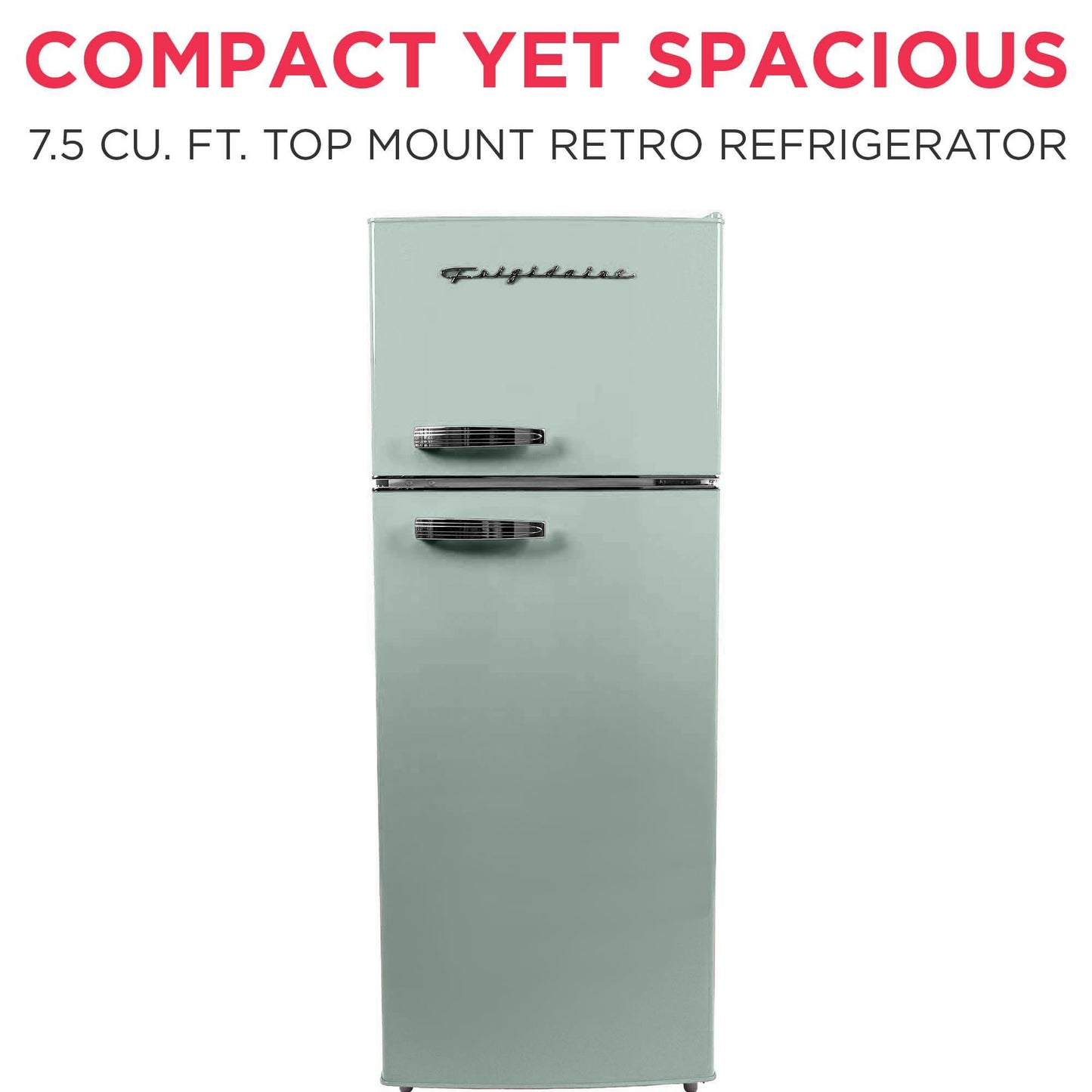 Frigidaire EFR753 Retro Apartment Size Refrigerator with Top Freezer - 2 Door Fridge with 7.5 Cu Ft of Storage Capacity, Adjustable Spill-Proof Shelves, Door & Crisper Bins, Mint