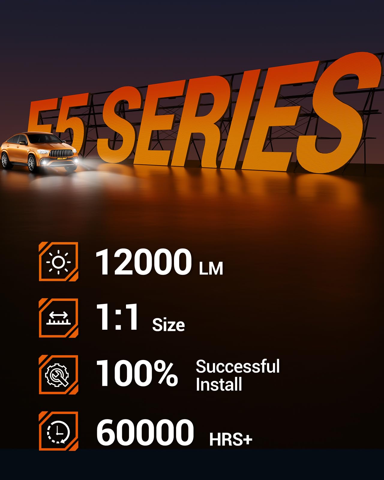 SEALIGHT H10 LED Fog Light Bulbs or DRL, 12000LM 9140 9145 Fog Lights LED Bulbs 600% Brightness Upgrade, 1:1 Size 100% Successful Installation for Trucks Cars, Pack of 2