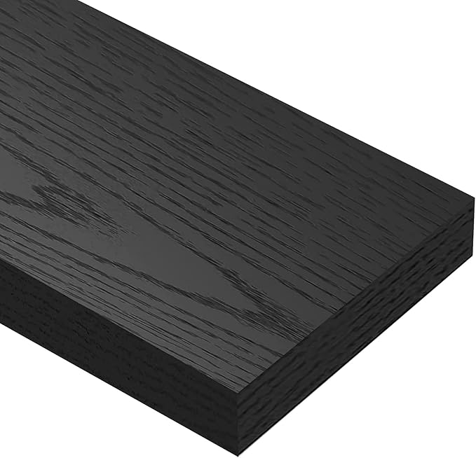 QEEIG Bathroom Floating Shelves for Wall - 15.7" Wall Mounted Shelf Over Toilet Farmhouse Home Decor Display Bookshelf Small 15.7 x 6.7 inch Set of 2, Black (008-40B)