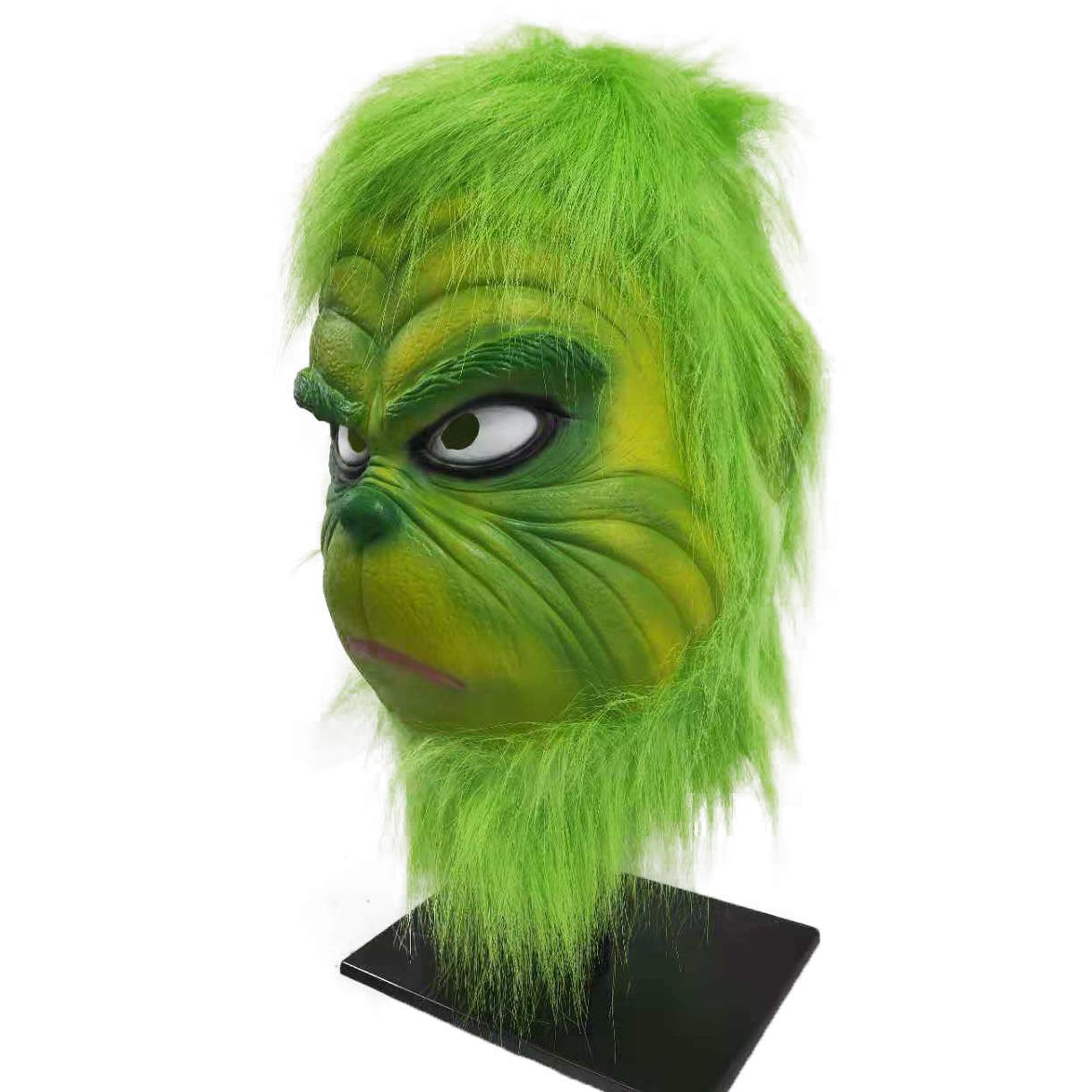 Christmas Green Big Monster Mask Santa Claus Halloween Csoplay Costume Props Xmas Funny Full Face Mask for Party (Mask-B)