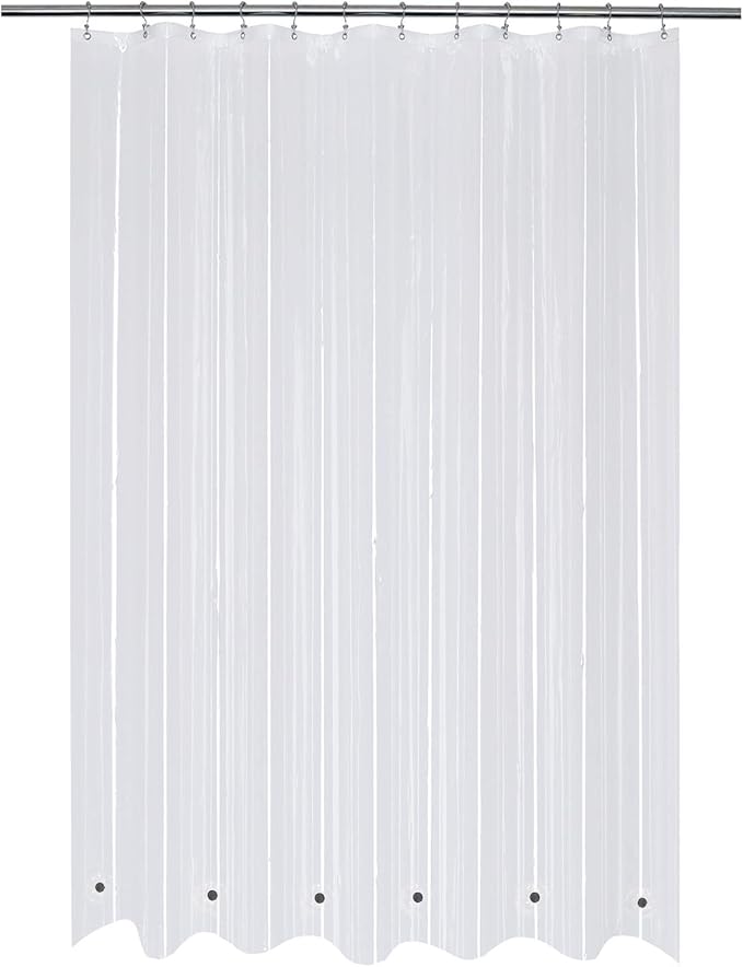 Mrs Awesome Extra Long Shower Curtain Liner with 6 Magnets 72 x 84 inch, Clear PEVA 8G Heavy Duty Thick Plastic Shower Curtain, Waterproof, 72x84