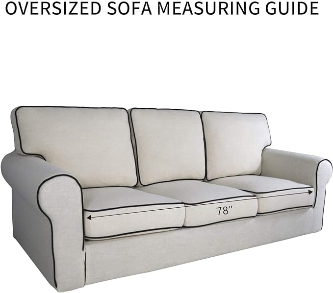 PureFit Reversible Quilted Sofa Cover, Water Resistant Slipcover Furniture Protector, Washable Couch Cover with Non Slip Foam and Elastic Straps for Kids, Pets (X Large, Classic Blue/Ivory)