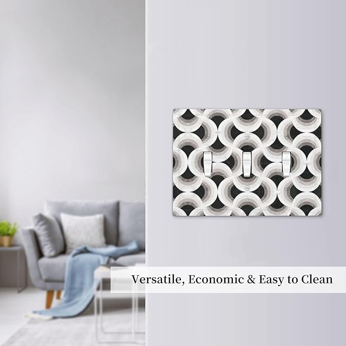 Bvtewkhz Black/White Art Marble 3 Gang Triple Toggle Decorative Light Switch Covers Electrical Faceplate Switch Plates for Bathroom Kitchen Home
