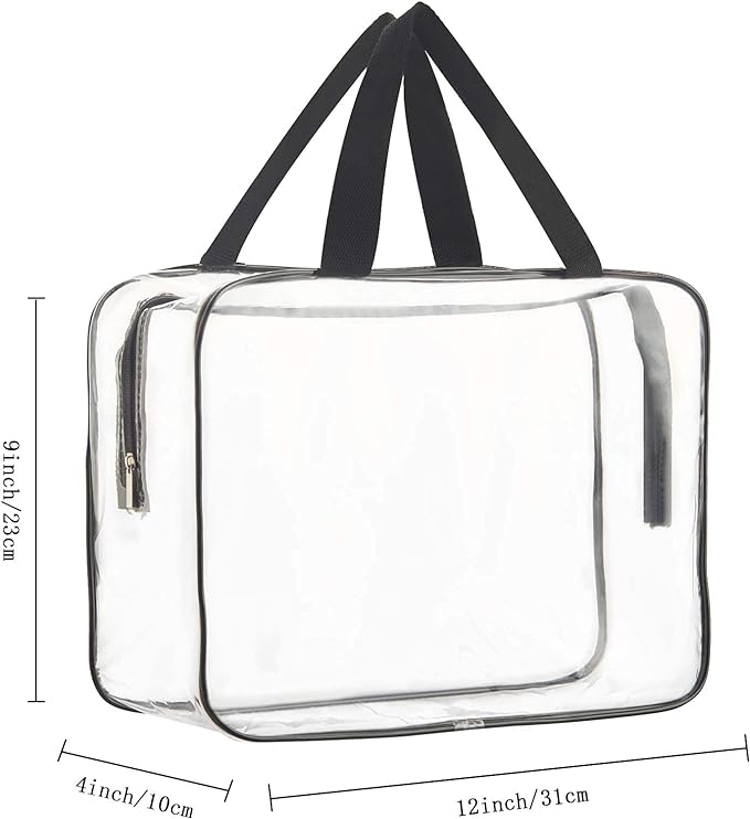 HAOGUAGUA 2-Piece Large Clear Makeup Cosmetic Organizer Bag, Plastic Tote Bags, Waterproof Transparent Handbag Purse