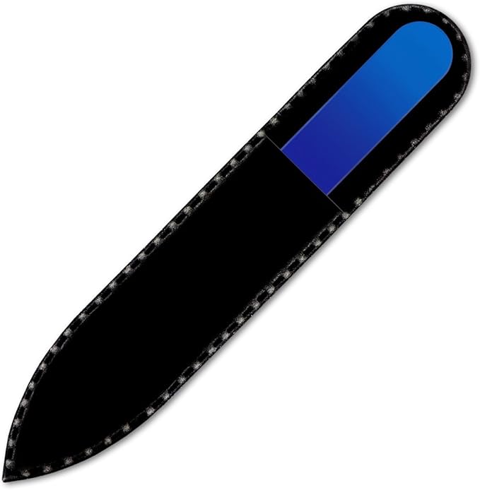 Mont Bleu Rainbow Crystal Nail File in Black Pouch - Small/Purse Size - Czech Tempered Glass - Handmade in Bohemia (Czech Republic)