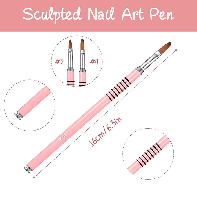 7Pcs Nail Art Brush Set, Dual Tipped Silicone Nail Tools, Nail Art Sculpture Pen, Rhinestone Nail Polish Carving Pen, 3D Nail Art Flower Brush, Acrylic Nail Brush, Nail Art Tools for Home Salon