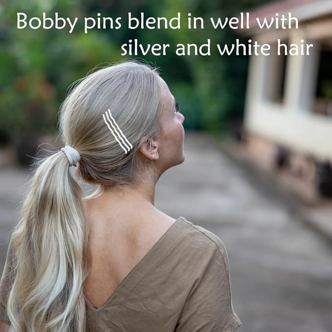 White Bobby Pins for Hair, YINGFENG 220 Count 2.2 Inch Wavy Style Hair Pins for Women, Hair Clips Bulk with Storage Box, Hairpins Perfect for Gray or White Haired Ladies