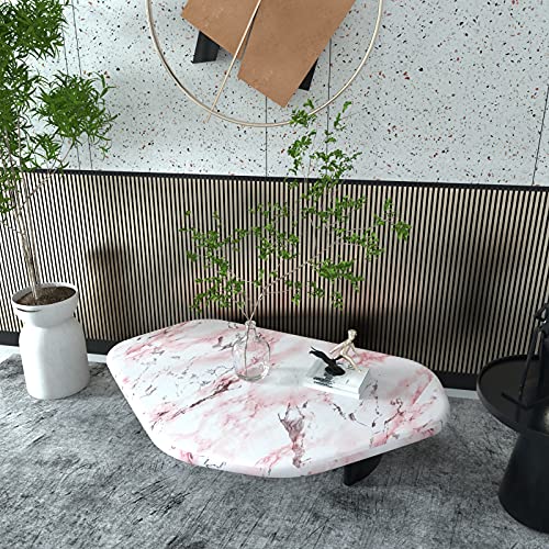 VIOPVERY Pink Marble Contact Paper Self Adhesive 35" x 197", Glossy Vinyl Wrap Waterproof Pink Floral Marble Wallpaper for Countertops Kitchen Cabinet Backsplash, Removable Wall Paper Renter Friendly