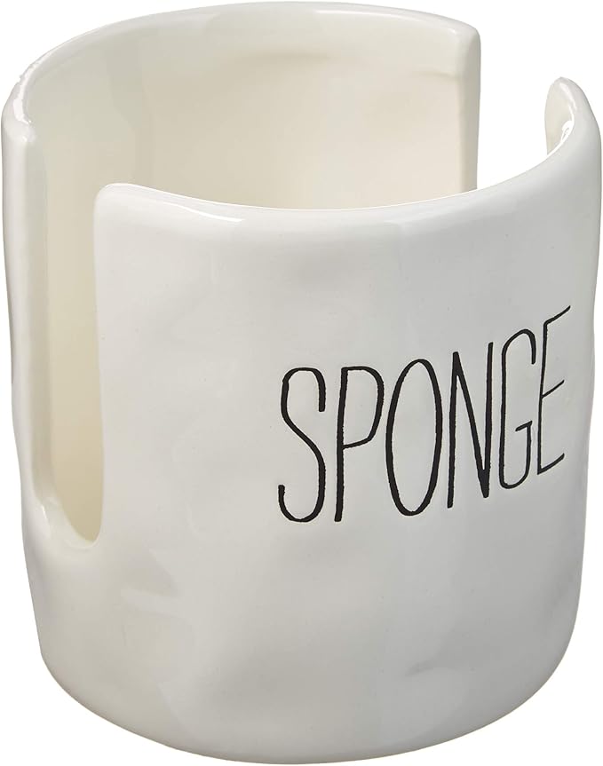 Mud Pie Kitchen Dish Sponge Holder Caddy, Off White