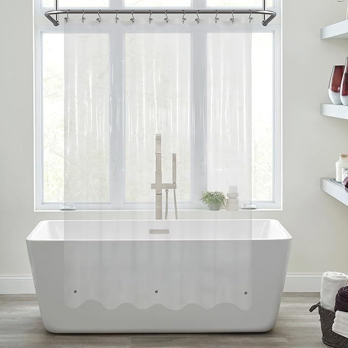 Mrs Awesome Long Shower Curtain Liner with 3 Magnets, 72x78 Clear PEVA Shower Liner, 78 Length Plastic Shower Curtain for Bathroom, Waterproof, 72 x 78, Clear