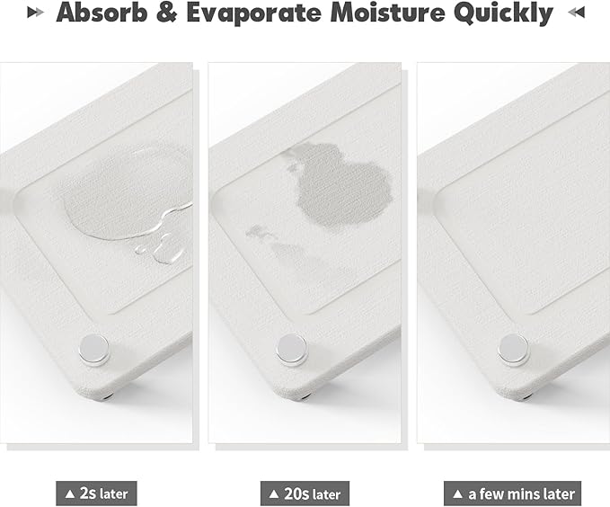 Kitchen Sink Caddy Water Absorbing Stone Tray For Sink, Diatomite Bathroom Countertop Tray Organizer, Faucet Stone Drying Mat Coaster Soap Dish Sponge Dispenser Holder (White)