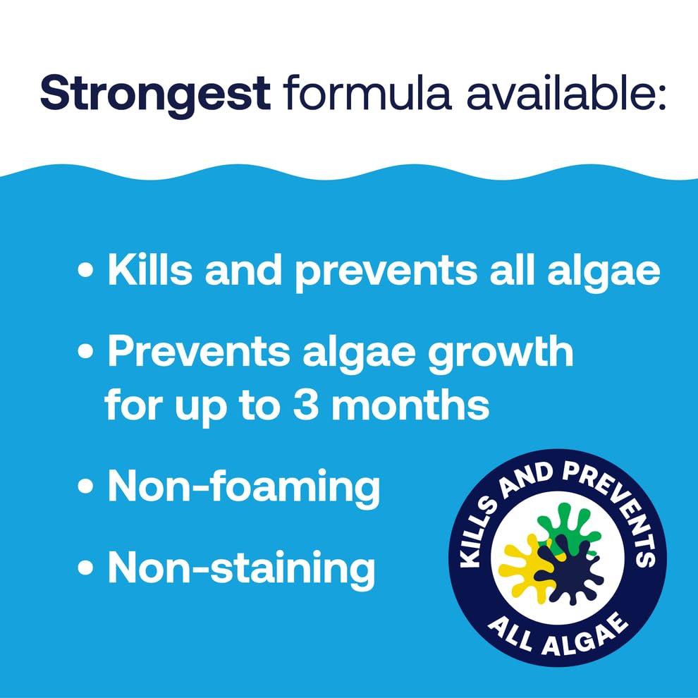 HTH 67244 Swimming Pool Care Algae Guard Ultra - Long Lasting Formula, Eliminates & Prevents Green, Black, and Mustard Algae, Fast Acting & Effective Swimming Pool Chemical, 32oz