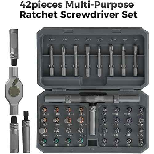 42 in 1 Magnetic Screwdriver Set, DIY Ratchet Screwdriver Set, Removable Self-assembly Precision Screwdriver Kit, Magnetic DIY Precision Tool Kit for PC Laptop Mobile Cell Phone Digital Watch