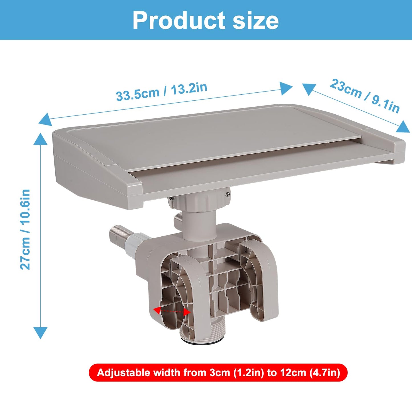 Pool Fountain Waterfall for Above Ground Pools, Swimming Pool Frame Attachment Clamp Accessory, Relaxing Cascade Soothing Waterfall, Adjustable Width Fits Various Frames (Beige)