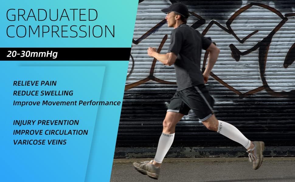 20-30mmHg 1 Pair Calf Compression Sleeve Men and Women Wide Brace for Leg Support Shin Splint Pain Relief