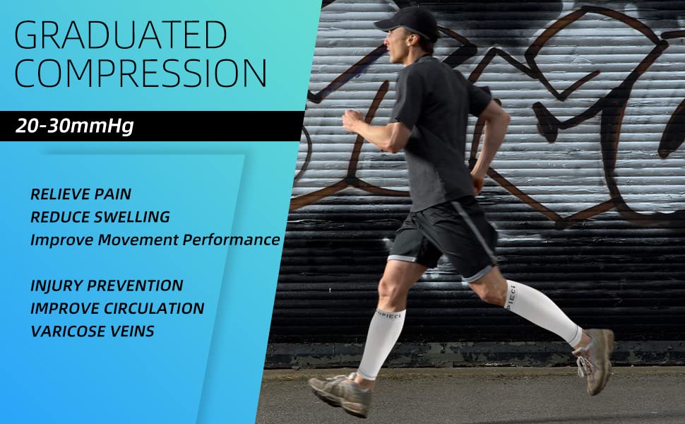 15-20mmHg Grey Calf Compression Sleeve Men and Women Wide Calf Sleeve Brace Compression Socks for Leg Support, Shin Splint,Pain Relief