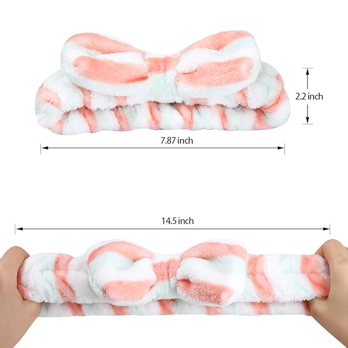 8 Pack Spa Headbands for Women, Soft Bow Skincare Headband for Washing Face, Skincare, Salon & Makeup, Bulk Spa Party Favors, Ideal Christmas Gifts or Stocking Stuffers for Teen Girls