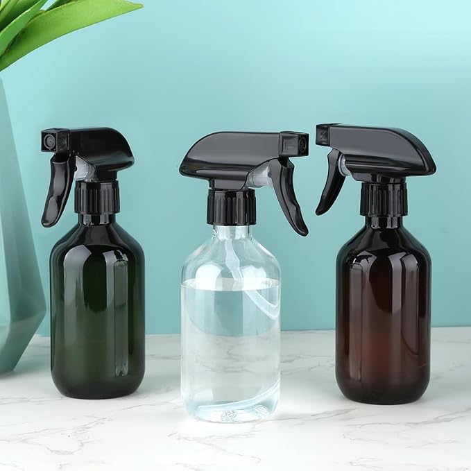 Arkeiliy 2-Pack Leakproof Spray Bottles (300ml/10oz) - Adjustable Nozzle for Fine Mist & Jet Stream | Premium Refillable Plastic Bottles for Hair Styling, Plant Misting, Cleaning Solutions (C+B)