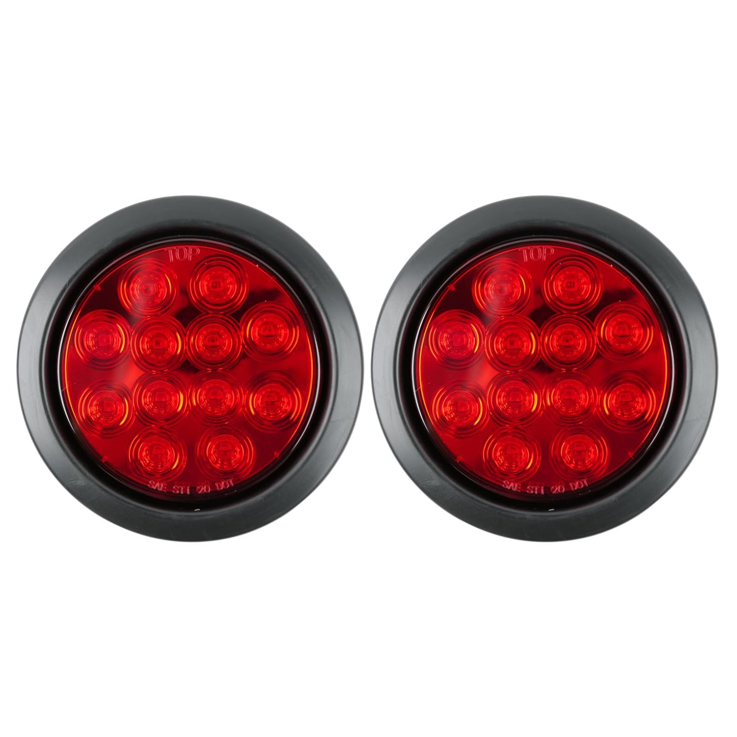 fouwick LED Trailer Lights Kit, 12V Submersible Tail Marker Lights with Wiring Lamp Harness for Boat Car Truck RV Utility Snowmobile Turn Signal License Plate Stop Reverse, 4 Inch Round Amber