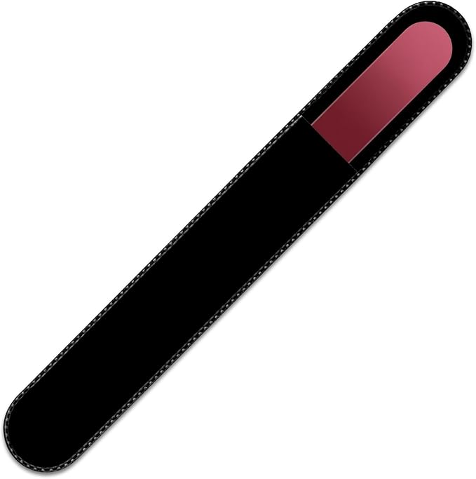 Mont Bleu Rainbow Crystal Nail File in Black Pouch - Large/Professional Size - Czech Tempered Glass - Handmade in Bohemia (Czech Republic)