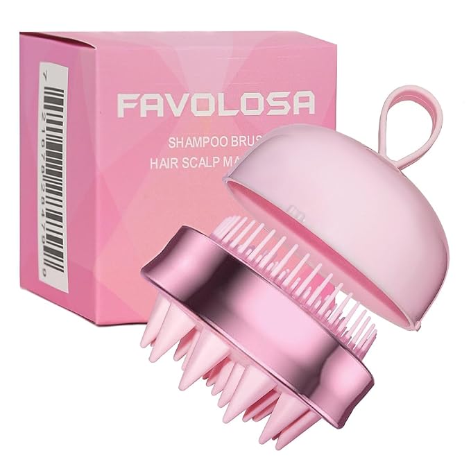 Unique 2-in-1 Design Wet & Dry Scalp Massager Shampoo Bath Brush for Hair Growth & Dandruff Removal, Hair Scrubber with Soft Silicone Bristles, Scalp Exfoliator for Scalp Care (Pink). Christmas Gift.