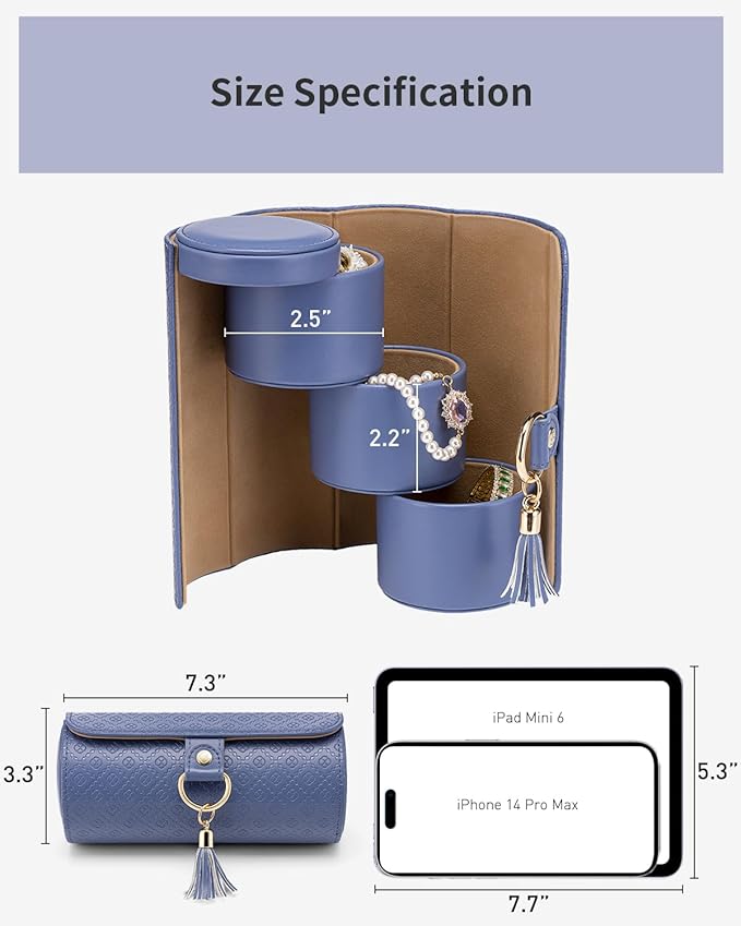 VLANDO Mother Gifts for Mom, Women, Wife - Travel Jewelry Oragnizer, 3-Layer Jewelry Storage Box, Travel Essential Accessories for Women, Gifts for Travelers Couples Mom Friends - Purple