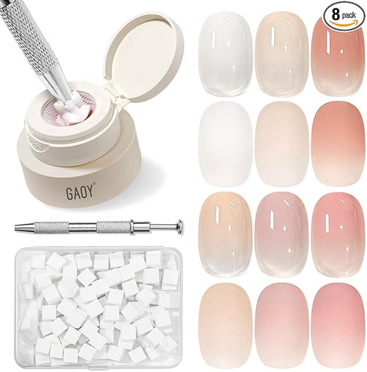 GAOY Cushion Ombre Painting Gel Kit, 6 Colors Gradient Patting Gel Polish with Sponges and Grabber Tool, for Ombre Nails Aura Blush Blend Nail Art Home & Salon Use, Pigmented No Wipe, Cherry Blossom