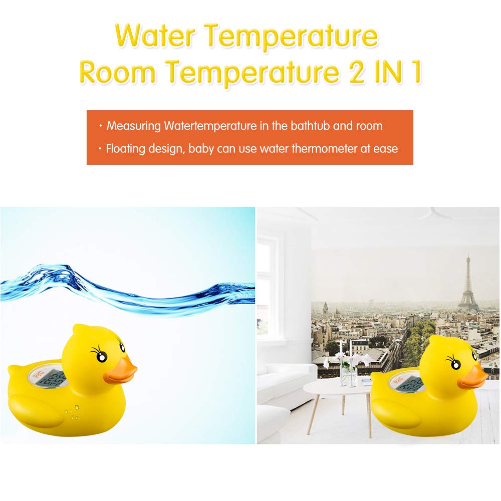 b&h Baby Bath Thermometer, The Infant Bath Floating Toy Safety Temperature Water Thermometer, Baby Bath Essentials (Lady Duck)