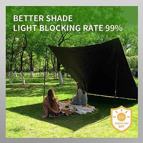 TARPAL Tarp 12x14 Feet Heavy Duty Tarps 14mil D-Ring Waterproof Tarp for Outdoors UV Protection Triangular Sewing Design Reinforced Corners and Edges£¨Black£©
