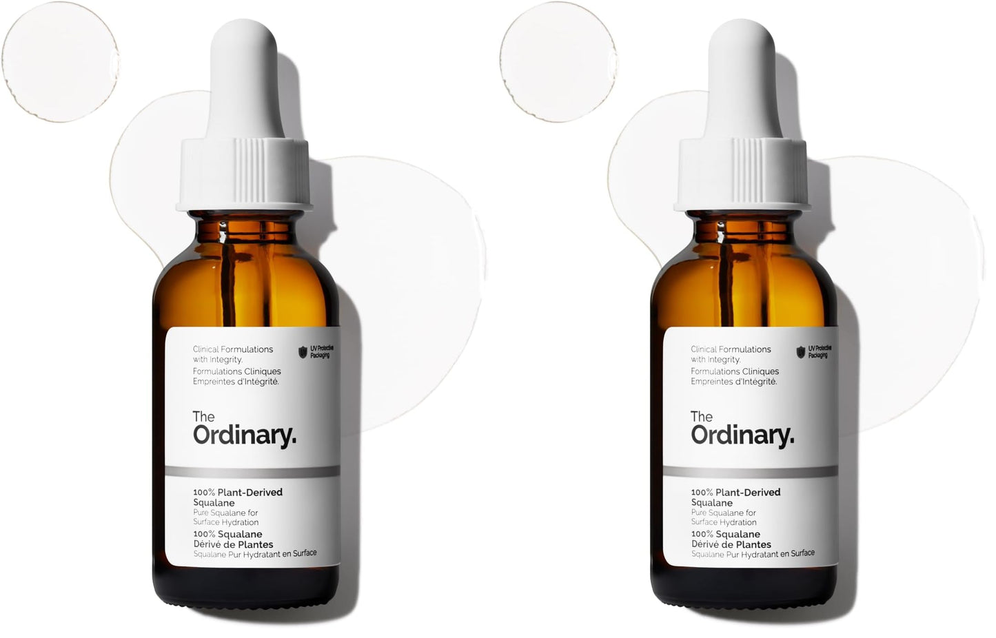 The Ordinary 100% Plant-Derived Squalane,for Skin and Hair,Lightweight Hydration,and Moisture Barrier Support,1 Fl Oz,(Pack of 2)