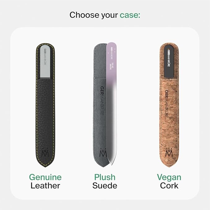 GERMANIKURE Glass Nail File in Cork Sleeve - Eat Well Travel Often - Professional Crystal Nail File for Natural Nails - Ideal Manicure & Pedicure Tool for Smooth, Easy Shaping - Nail Care Gift