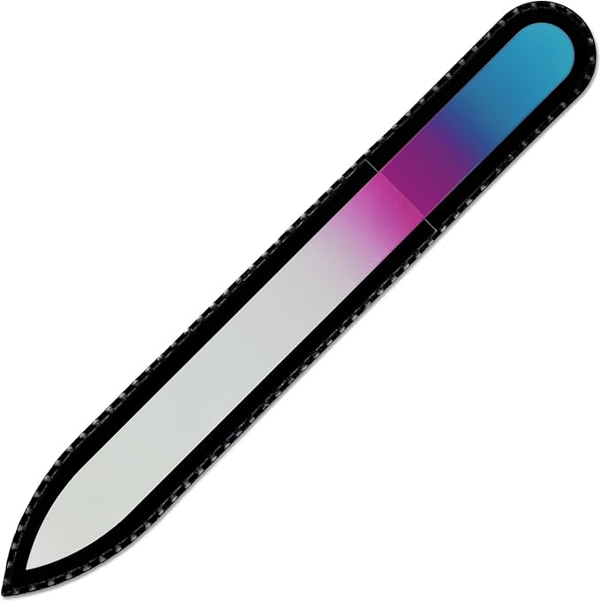 Mont Bleu Rainbow Nail File in Black Pouch - Handmade Birthday Gifts for Women - Genuine Czech Tempered Glass - Best Glass Nail File for Women