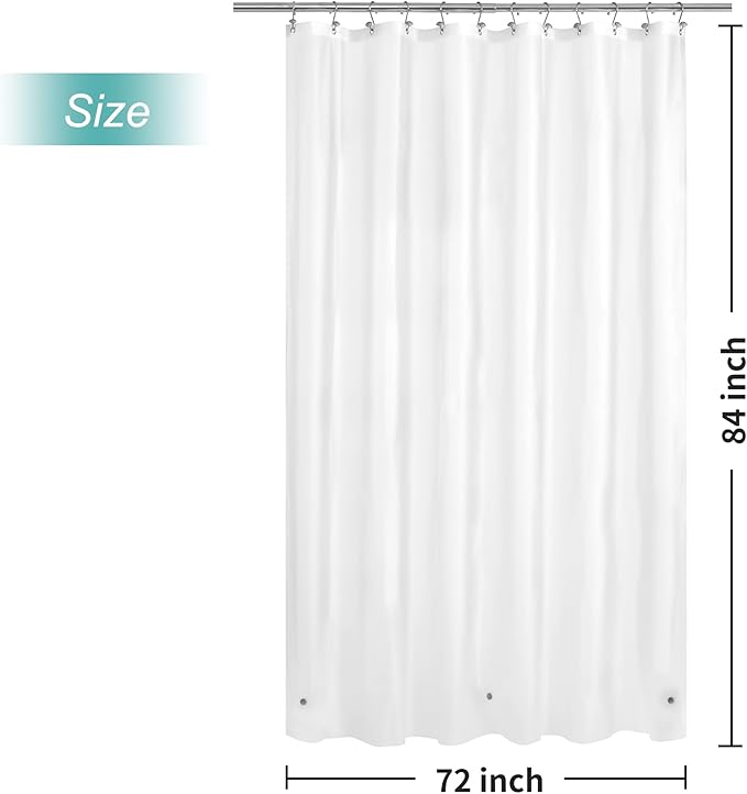 Mrs Awesome Extra Long Shower Curtain Liner with 3 Magnets, Long Frosted PEVA Plastic Shower Curtain for Bathroom Lightweight & Waterproof, 72 x 84, Frost
